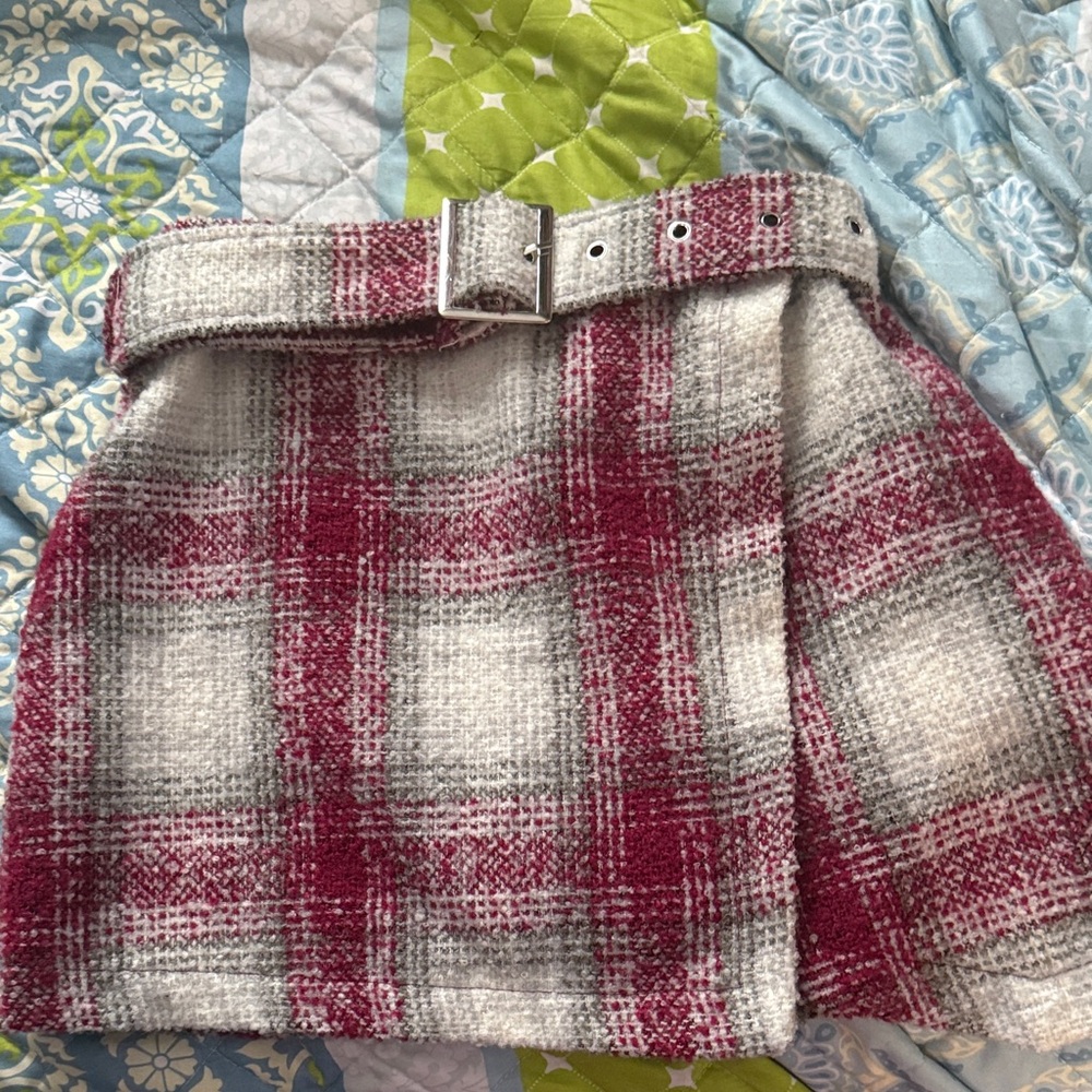 Forever 21 Red and Gray Plaid Mini Skirt